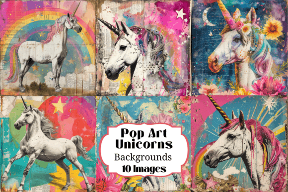 Download 10 Pop Art Unicorns Colorful Backgrounds - Backgrounds Collection