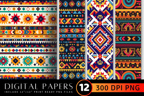 Download Lively Aztec Digital Paper Backgrounds - Backgrounds Collection