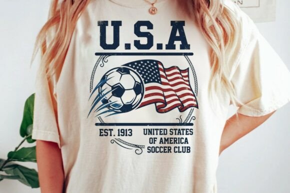 Download Usa Soccer Vintage Flag Graphic - Usa Collection