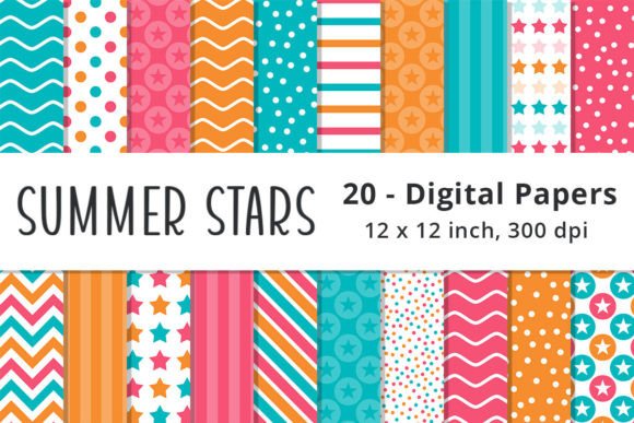 Download Summer Stars Digital Paper Backgrounds - Backgrounds Collection
