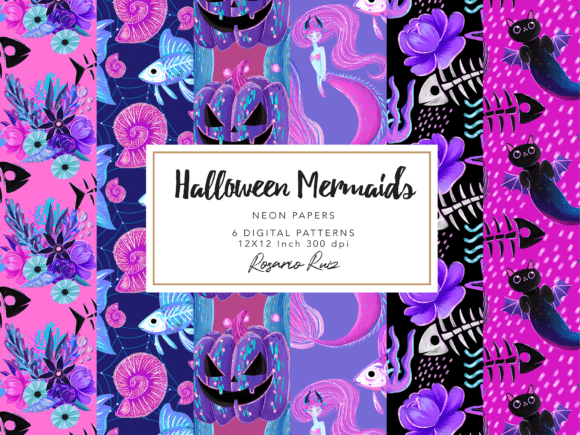 Download Halloween Mermaid Papers, Pattern - Mermaid papers Collection