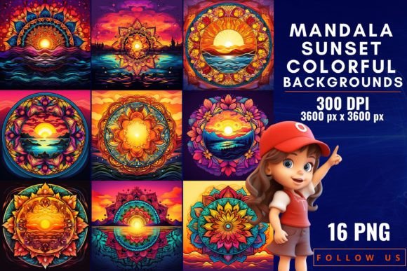 Download Mandala Sunset Colorful Backgrounds - Backgrounds Collection