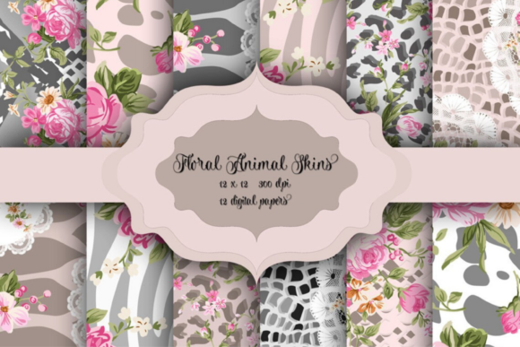 Download Floral Animal Skins Digital Paper - Animal skin Collection