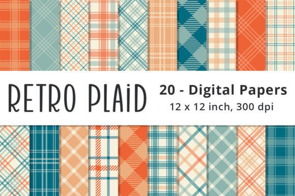 Download Retro Orange and Teal Plaid Backgrounds - Backgrounds Collection