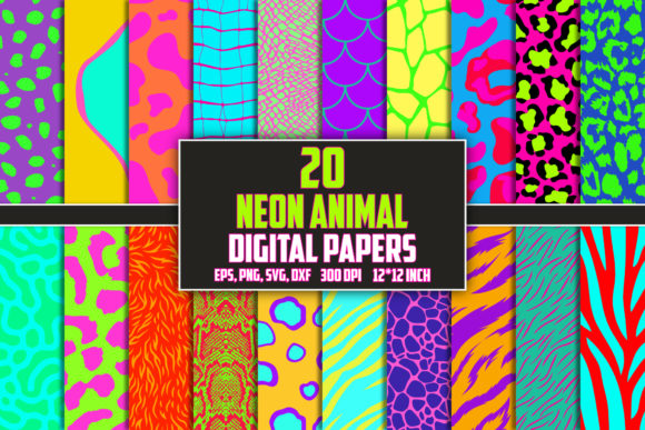 Download Neon Animal Skin Digital Papers Bundle - Premium Resources