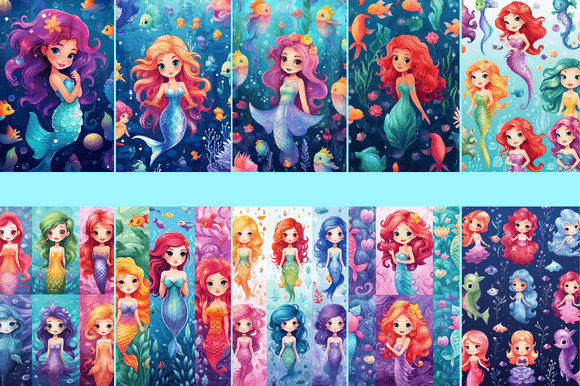 Download Cute Mermaid Papers Set - Mermaid papers Collection