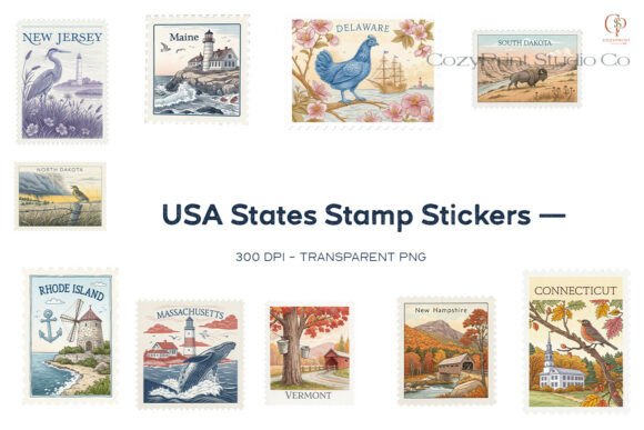 Download USA States Stamp Stickers Set 5 - Usa Collection