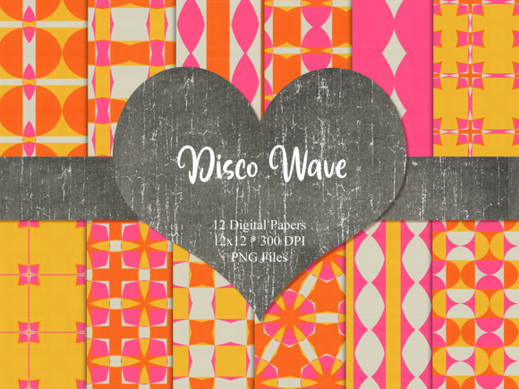 Download Disco Wave Retro Digital Paper - Retro digital paper Collection