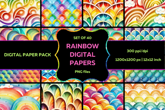 Download Watercolor Rainbow Digital Papers - Rainbow digital papers Collection