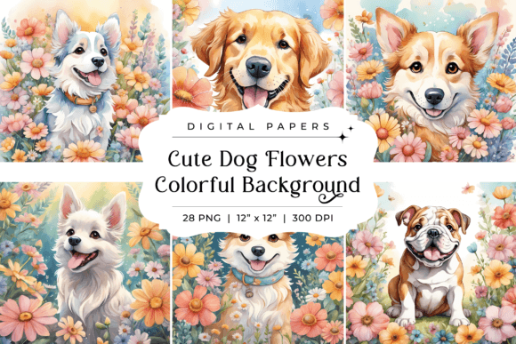 Download Cute Dog Flowers Colorful Backgrounds - Backgrounds Collection