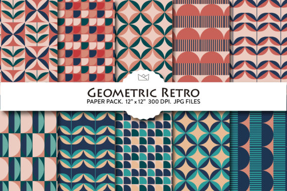 Download Geometric Retro Digital Paper, Patterns - Retro digital paper Collection